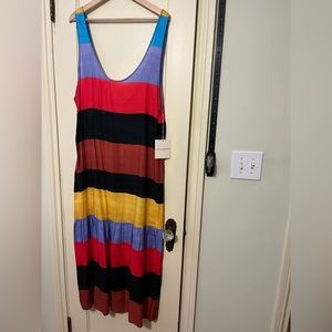 Mara Hoffman swim rainbow striped midi/maxi tank dress coverup (L) - NWT